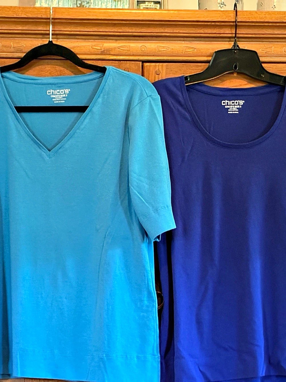 Two Chico's Cotton Short Sleeve T Shirts Tops Size 2